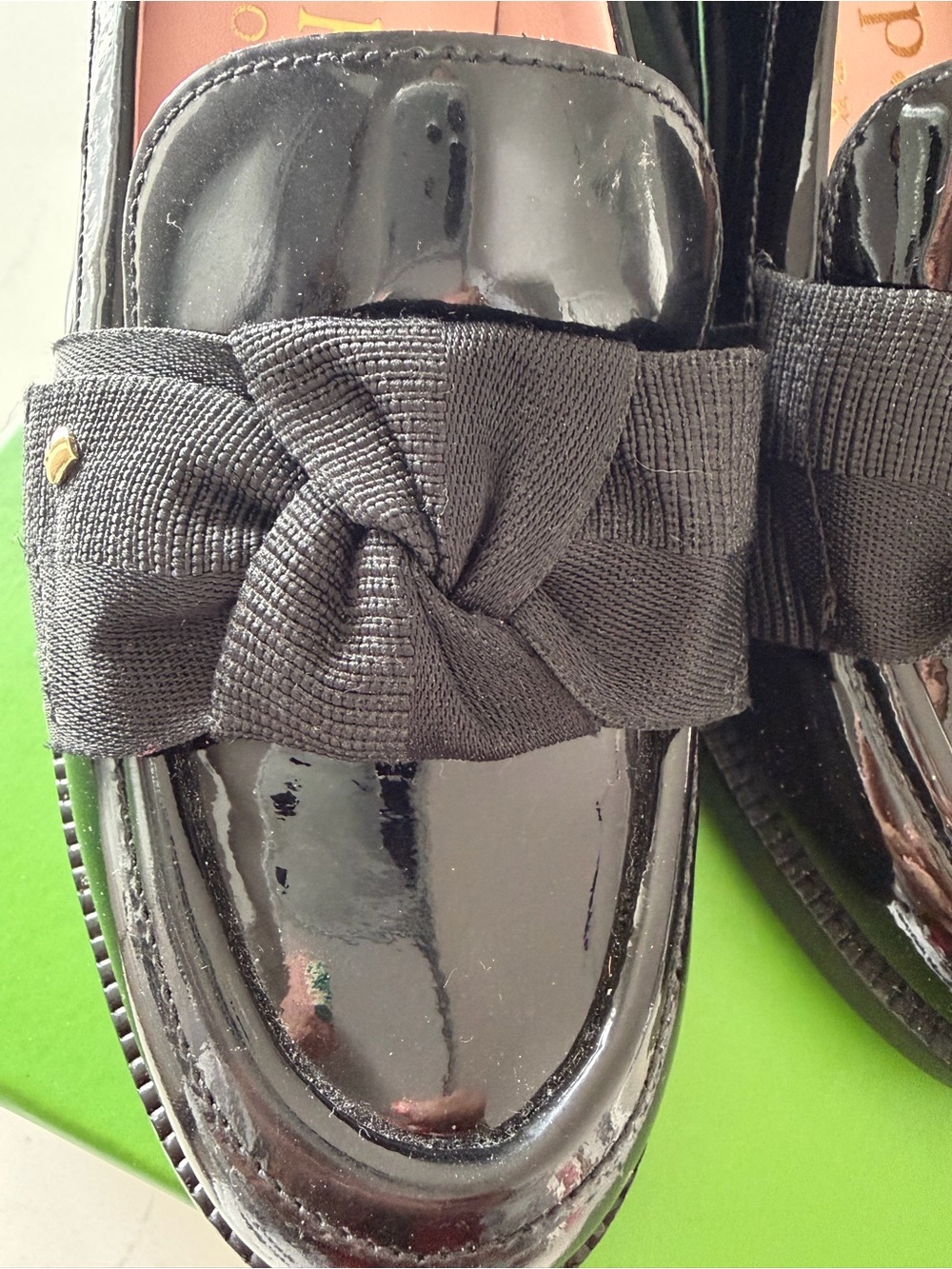 kate spade Black Patent Loafers with Bow Accent - Picture 3 of 10